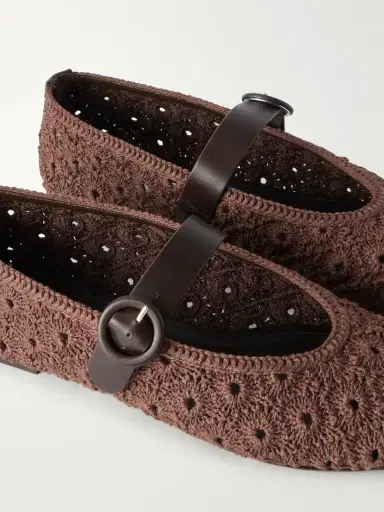 Aquazzura Loom Leather-trimmed Crochet Ballet Flats | Thumbnail 5 Aquazzura Loom Leather-trimmed Crochet Ballet Flats | Thumbnail 5
