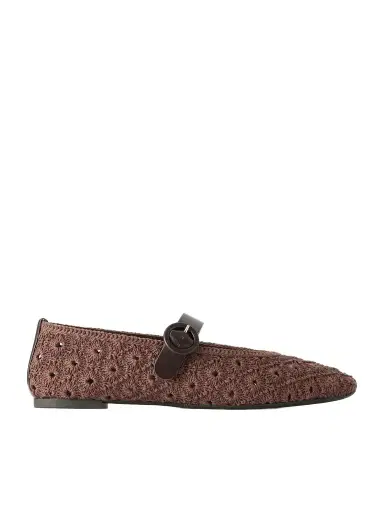 Aquazzura Loom Leather-trimmed Crochet Ballet Flats | Thumbnail 1 Aquazzura Loom Leather-trimmed Crochet Ballet Flats | Thumbnail 1