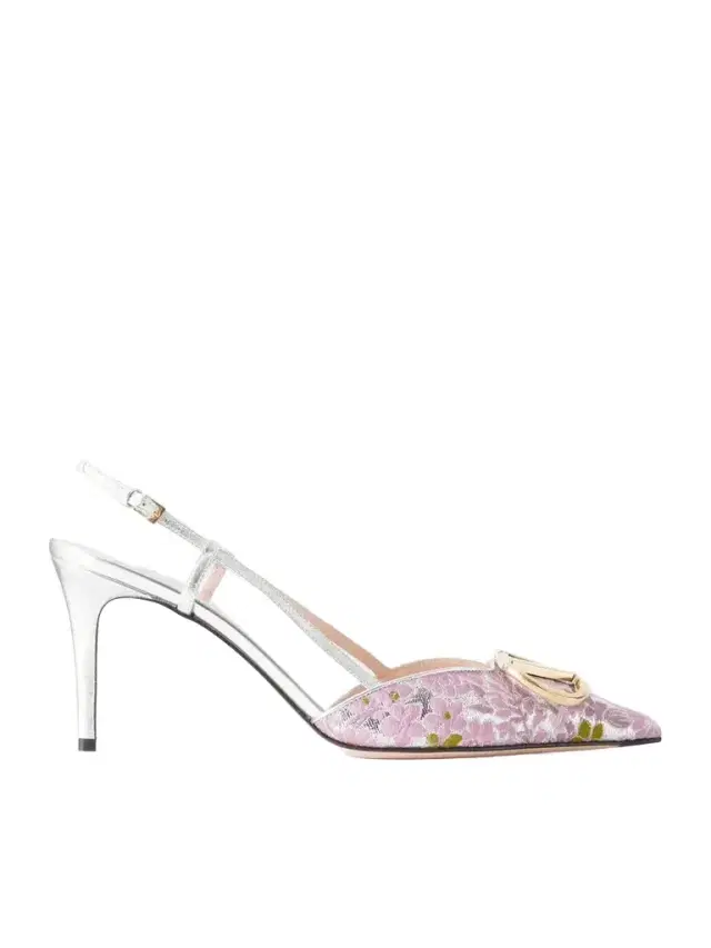 Vlogo Signature 80 Leather-trimmed Metallic Floral-jacquard Pumps Vlogo Signature 80 Leather-trimmed Metallic Floral-jacquard Pumps
