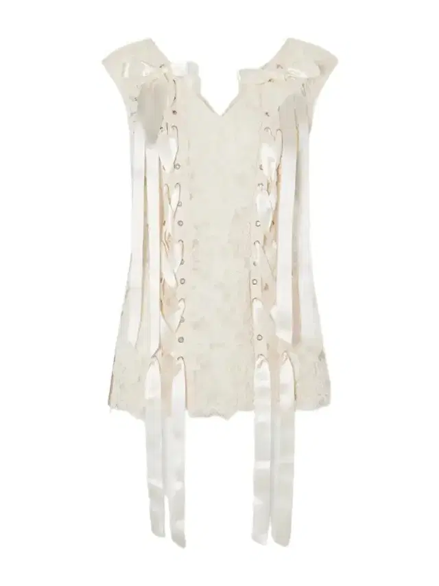 Unraveling Ribbon Portrait Bow-detailed Lace Top Unraveling Ribbon Portrait Bow-detailed Lace Top