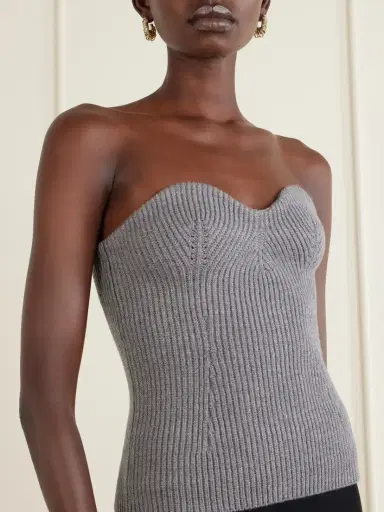 Jil Sander Strapless Ribbed Wool-blend Bustier Top | Thumbnail 4 Jil Sander Strapless Ribbed Wool-blend Bustier Top | Thumbnail 4