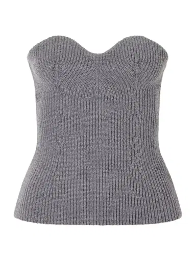 Jil Sander Strapless Ribbed Wool-blend Bustier Top | Thumbnail 1 Jil Sander Strapless Ribbed Wool-blend Bustier Top | Thumbnail 1