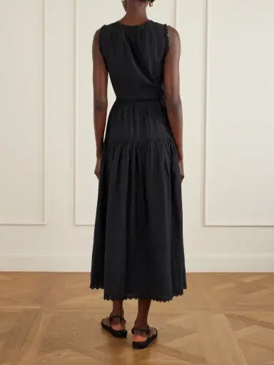 DÔEN Hortense Pintucked Embroidered Organic Cotton Midi Dress | Thumbnail 3 DÔEN Hortense Pintucked Embroidered Organic Cotton Midi Dress | Thumbnail 3