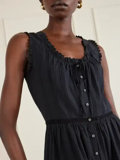 DÔEN Hortense Pintucked Embroidered Organic Cotton Midi Dress | Thumbnail 4 DÔEN Hortense Pintucked Embroidered Organic Cotton Midi Dress | Thumbnail 4