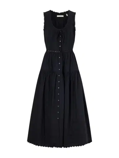 DÔEN Hortense Pintucked Embroidered Organic Cotton Midi Dress | Thumbnail 1 DÔEN Hortense Pintucked Embroidered Organic Cotton Midi Dress | Thumbnail 1