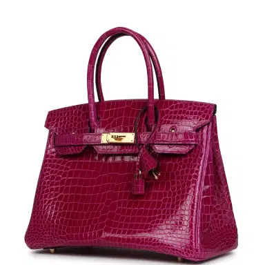 HERMÈS Hermes Birkin 30 Rose Pourpre Shiny Porosus Crocodile Gold Hardware | Thumbnail 5 HERMÈS Hermes Birkin 30 Rose Pourpre Shiny Porosus Crocodile Gold Hardware | Thumbnail 5
