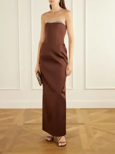 Ilkyaz Ozel Noelie Strapless Crystal-embellished Satin Gown | Thumbnail 2 Ilkyaz Ozel Noelie Strapless Crystal-embellished Satin Gown | Thumbnail 2