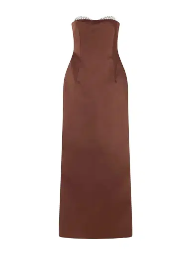 Ilkyaz Ozel Noelie Strapless Crystal-embellished Satin Gown | Thumbnail 1 Ilkyaz Ozel Noelie Strapless Crystal-embellished Satin Gown | Thumbnail 1