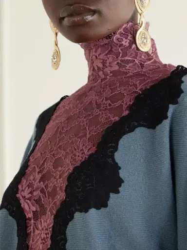 Valentino Garavani Lace-trimmed Wool Sweater | Thumbnail 4 Valentino Garavani Lace-trimmed Wool Sweater | Thumbnail 4