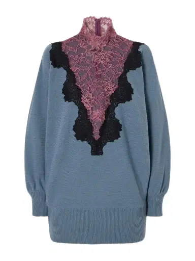Valentino Garavani Lace-trimmed Wool Sweater | Thumbnail 1 Valentino Garavani Lace-trimmed Wool Sweater | Thumbnail 1