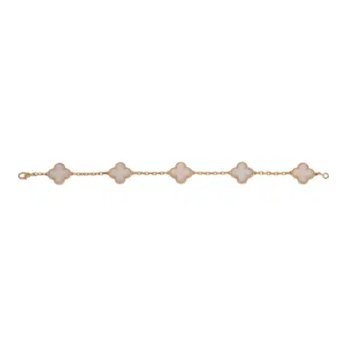 Van Cleef & Arpels Van Cleef & Arpels Vintage Alhambra Bracelet 5 Motif Rock Crystal 18K Yellow Gold | Thumbnail 2 Van Cleef & Arpels Van Cleef & Arpels Vintage Alhambra Bracelet 5 Motif Rock Crystal 18K Yellow Gold | Thumbnail 2
