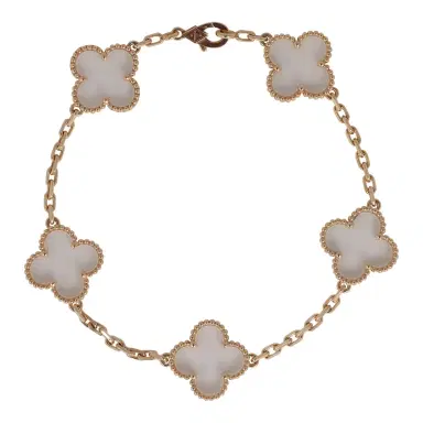 Van Cleef & Arpels Van Cleef & Arpels Vintage Alhambra Bracelet 5 Motif Rock Crystal 18K Yellow Gold | Thumbnail 4 Van Cleef & Arpels Van Cleef & Arpels Vintage Alhambra Bracelet 5 Motif Rock Crystal 18K Yellow Gold | Thumbnail 4
