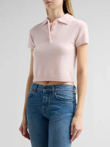 Simkhai Women's Twila Cashmere Polo Shirt - Bubblegum | Thumbnail 4 Simkhai Women's Twila Cashmere Polo Shirt - Bubblegum | Thumbnail 4