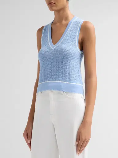 RE/DONE Women's Avery Sweater Vest - Seaside White | Thumbnail 4 RE/DONE Women's Avery Sweater Vest - Seaside White | Thumbnail 4