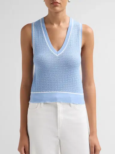 RE/DONE Women's Avery Sweater Vest - Seaside White | Thumbnail 5 RE/DONE Women's Avery Sweater Vest - Seaside White | Thumbnail 5