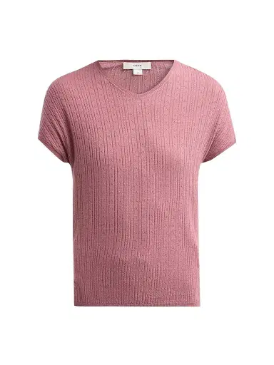 Vince Women's Pointelle Wool T-Shirt - Dusty Peony - Size XS | Thumbnail 1 Vince Women's Pointelle Wool T-Shirt - Dusty Peony - Size XS | Thumbnail 1
