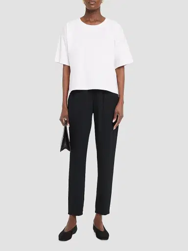Eileen Fisher Women's Round Neck Cotton T-Shirt - White | Thumbnail 2 Eileen Fisher Women's Round Neck Cotton T-Shirt - White | Thumbnail 2