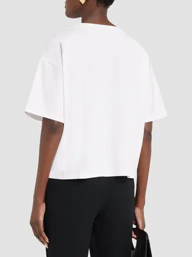 Eileen Fisher Women's Round Neck Cotton T-Shirt - White | Thumbnail 3 Eileen Fisher Women's Round Neck Cotton T-Shirt - White | Thumbnail 3