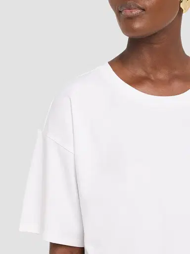 Eileen Fisher Women's Round Neck Cotton T-Shirt - White | Thumbnail 5 Eileen Fisher Women's Round Neck Cotton T-Shirt - White | Thumbnail 5