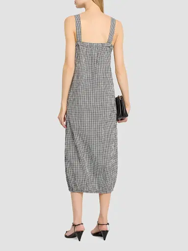 Eileen Fisher Women's Crinkled Check Lantern Midi Dress - Black White | Thumbnail 3 Eileen Fisher Women's Crinkled Check Lantern Midi Dress - Black White | Thumbnail 3