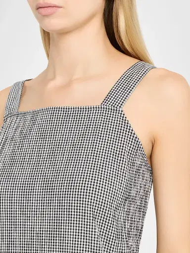 Eileen Fisher Women's Crinkled Check Lantern Midi Dress - Black White | Thumbnail 5 Eileen Fisher Women's Crinkled Check Lantern Midi Dress - Black White | Thumbnail 5