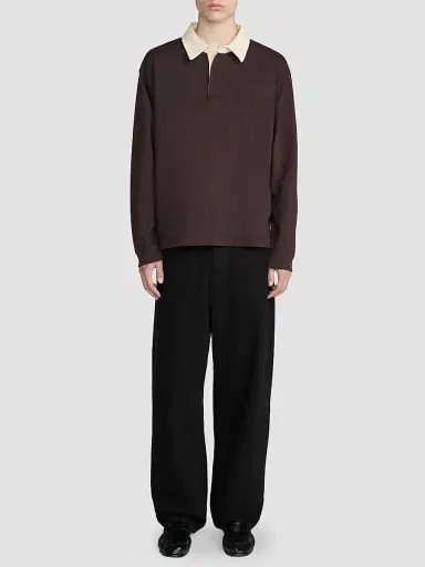 Frame Men's Cotton Rugby Shirt - Deep Brown | Thumbnail 2 Frame Men's Cotton Rugby Shirt - Deep Brown | Thumbnail 2
