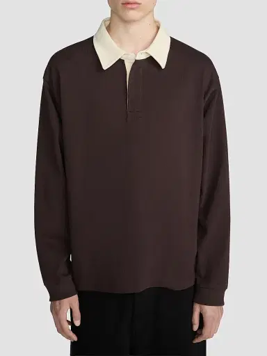 Frame Men's Cotton Rugby Shirt - Deep Brown | Thumbnail 4 Frame Men's Cotton Rugby Shirt - Deep Brown | Thumbnail 4