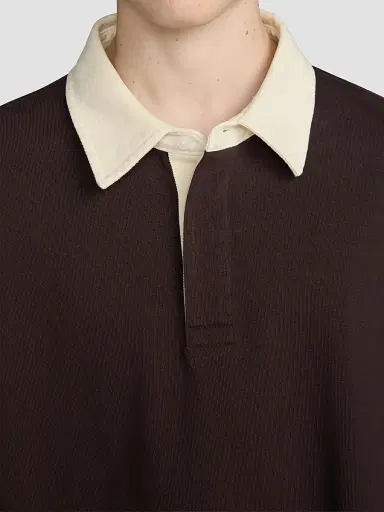 Frame Men's Cotton Rugby Shirt - Deep Brown | Thumbnail 5 Frame Men's Cotton Rugby Shirt - Deep Brown | Thumbnail 5