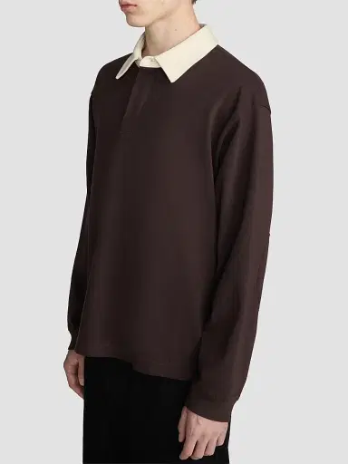 Frame Men's Cotton Rugby Shirt - Deep Brown | Thumbnail 7 Frame Men's Cotton Rugby Shirt - Deep Brown | Thumbnail 7
