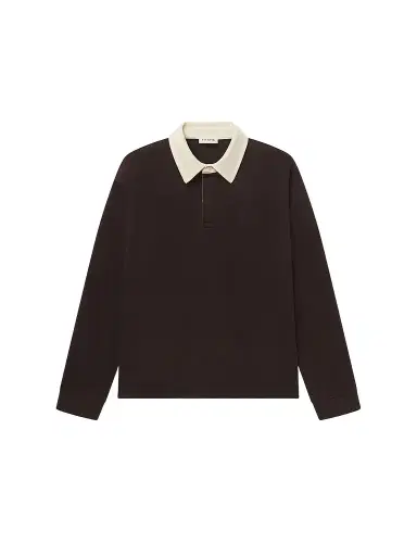 Frame Men's Cotton Rugby Shirt - Deep Brown | Thumbnail 1 Frame Men's Cotton Rugby Shirt - Deep Brown | Thumbnail 1