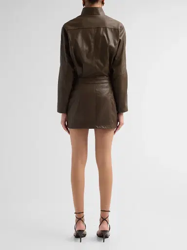 Ronny Kobo Women's Maddix Faux Leather Mini Dress - Dark Brown | Thumbnail 3 Ronny Kobo Women's Maddix Faux Leather Mini Dress - Dark Brown | Thumbnail 3