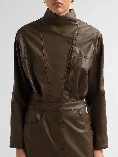 Ronny Kobo Women's Maddix Faux Leather Mini Dress - Dark Brown | Thumbnail 5 Ronny Kobo Women's Maddix Faux Leather Mini Dress - Dark Brown | Thumbnail 5