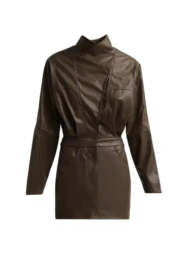 Ronny Kobo Women's Maddix Faux Leather Mini Dress - Dark Brown | Thumbnail 1 Ronny Kobo Women's Maddix Faux Leather Mini Dress - Dark Brown | Thumbnail 1