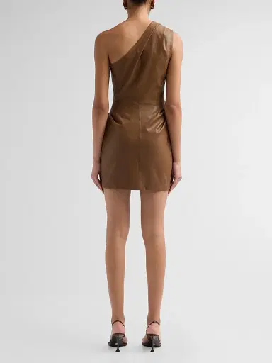 Ronny Kobo Women's Pelle Faux Leather Mini Dress - Saddle | Thumbnail 3 Ronny Kobo Women's Pelle Faux Leather Mini Dress - Saddle | Thumbnail 3