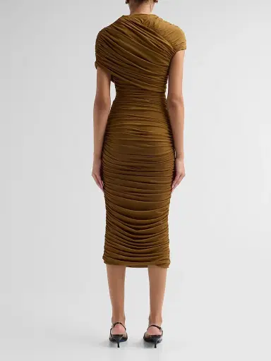 Ronny Kobo Women's Janel Ruched Midi Dress - Tapenade | Thumbnail 3 Ronny Kobo Women's Janel Ruched Midi Dress - Tapenade | Thumbnail 3