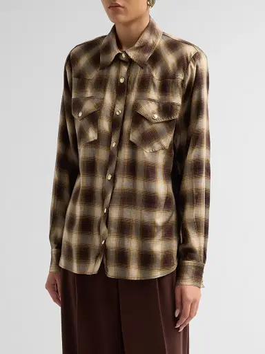 Ronny Kobo Women's Tatie Plaid Shirt - Brown Multi | Thumbnail 4 Ronny Kobo Women's Tatie Plaid Shirt - Brown Multi | Thumbnail 4