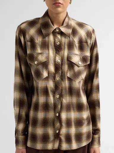 Ronny Kobo Women's Tatie Plaid Shirt - Brown Multi | Thumbnail 5 Ronny Kobo Women's Tatie Plaid Shirt - Brown Multi | Thumbnail 5