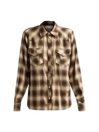 Ronny Kobo Women's Tatie Plaid Shirt - Brown Multi | Thumbnail 1 Ronny Kobo Women's Tatie Plaid Shirt - Brown Multi | Thumbnail 1
