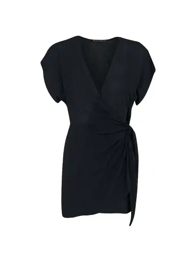 ViX by Paula Hermanny Women's Emily Wrap Cover-Up Mini Dress - Black | Thumbnail 1 ViX by Paula Hermanny Women's Emily Wrap Cover-Up Mini Dress - Black | Thumbnail 1