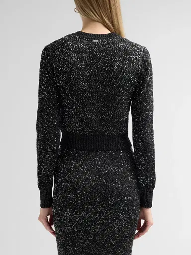 Toccin Women's Mollie Sequin Bouclé Cardigan - Onyx | Thumbnail 3 Toccin Women's Mollie Sequin Bouclé Cardigan - Onyx | Thumbnail 3