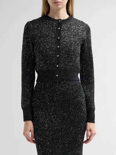 Toccin Women's Mollie Sequin Bouclé Cardigan - Onyx | Thumbnail 5 Toccin Women's Mollie Sequin Bouclé Cardigan - Onyx | Thumbnail 5