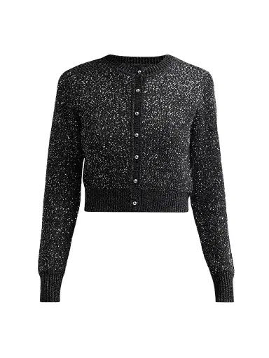 Toccin Women's Mollie Sequin Bouclé Cardigan - Onyx | Thumbnail 1 Toccin Women's Mollie Sequin Bouclé Cardigan - Onyx | Thumbnail 1