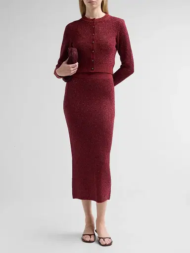 Toccin Women's Mollie Sequin Bouclé Cardigan - Oxblood | Thumbnail 2 Toccin Women's Mollie Sequin Bouclé Cardigan - Oxblood | Thumbnail 2
