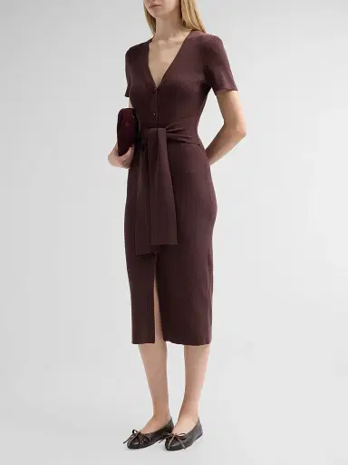 Toccin Women's Agnes Short-Sleeve Cardigan Midi Dress - Espresso | Thumbnail 4 Toccin Women's Agnes Short-Sleeve Cardigan Midi Dress - Espresso | Thumbnail 4