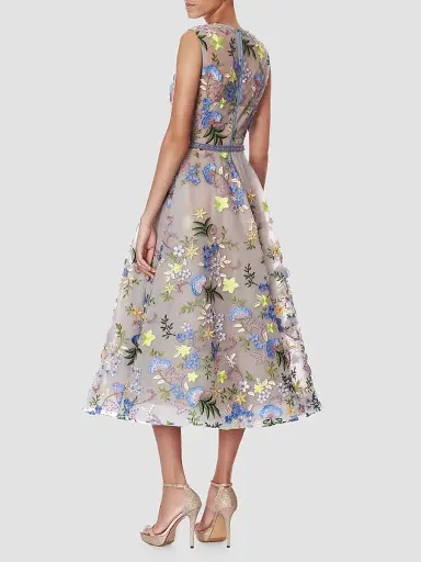 Bronx and Banco Women's Saba Blossom-Embroidered Midi Dress - Blue Multi | Thumbnail 2 Bronx and Banco Women's Saba Blossom-Embroidered Midi Dress - Blue Multi | Thumbnail 2