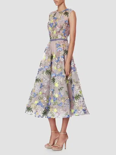 Bronx and Banco Women's Saba Blossom-Embroidered Midi Dress - Blue Multi | Thumbnail 4 Bronx and Banco Women's Saba Blossom-Embroidered Midi Dress - Blue Multi | Thumbnail 4