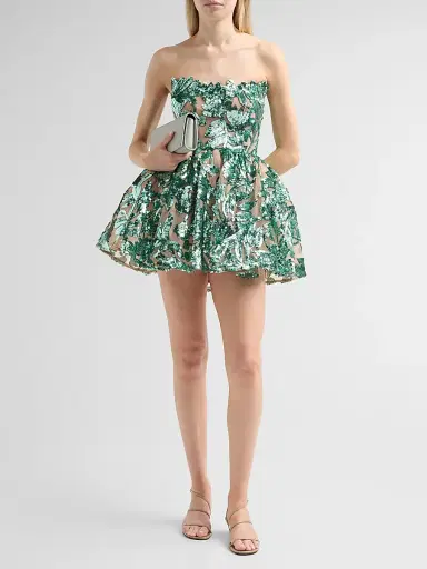 Bronx Banco Women's Chloe Sequined Floral Strapless Mini Dress - Teal | Thumbnail 2 Bronx Banco Women's Chloe Sequined Floral Strapless Mini Dress - Teal | Thumbnail 2