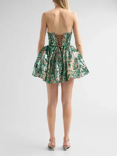 Bronx Banco Women's Chloe Sequined Floral Strapless Mini Dress - Teal | Thumbnail 3 Bronx Banco Women's Chloe Sequined Floral Strapless Mini Dress - Teal | Thumbnail 3