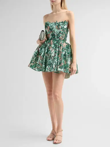 Bronx Banco Women's Chloe Sequined Floral Strapless Mini Dress - Teal | Thumbnail 4 Bronx Banco Women's Chloe Sequined Floral Strapless Mini Dress - Teal | Thumbnail 4