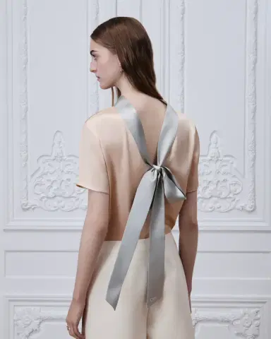 Dior Short-Sleeved Blouse with Rear Tie | Thumbnail 4 Dior Short-Sleeved Blouse with Rear Tie | Thumbnail 4